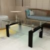 Rectangle Black Glass Coffee Table, Clear Coffee Table,Modern Side Center Tables for Living Room, Living Room Furniture - Black