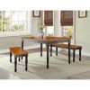 Kitchen Farmhouse Solid Wood Dining Bench - Oak and Black