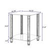 1-Piece Side Table ;  2-Tier Space End Table ; Modern Night Stand;  Sofa table;  Side Table with Storage Shelve - White+Black