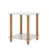 1-Piece Side Table ;  2-Tier Space End Table ; Modern Night Stand;  Sofa table;  Side Table with Storage Shelve - White+Oak