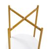 2-layer End Table with Tempered Glass and Marble Tabletop;  Round Coffee Table with  Metal Frame for Bedroom Living Room Office - White+Golden+Glass