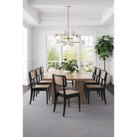 Manhattan Comfort Giverny Dining Chair in Black and Natural Cane - Set of 2