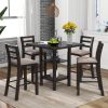 5-Piece Wooden Counter Height Dining Set with Padded Chairs and Storage Shelving - Espresso