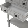 Narrow Console Table, Slim Sofa Table with Three Storage Drawers and Bottom Shelf for Living Room, Easy Assembly  - Gray Wash