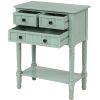 Narrow Console Table, Slim Sofa Table with Three Storage Drawers and Bottom Shelf for Living Room, Easy Assembly  - Antique Blue