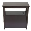 Transitional Nightstand with USB Charging Station, Wooden End Table Bedside Table, 2-Drawer Home&Kitchen Storage Cabinet - brown