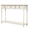 Console Table Sofa Table with Drawers for Entryway with Projecting Drawers and Long Shelf - Antique White