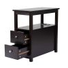 Transitional Nightstand with USB Charging Station, Wooden End Table Bedside Table, 2-Drawer Home&Kitchen Storage Cabinet - brown