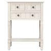 Narrow Console Table, Slim Sofa Table with Three Storage Drawers and Bottom Shelf for Living Room, Easy Assembly  - Ivory