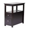 Transitional Nightstand with USB Charging Station, Wooden End Table Bedside Table, 2-Drawer Home&Kitchen Storage Cabinet - brown