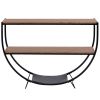 Rustic Industrial Design Demilune Shape Textured Metal Distressed Wood Console Table - Brown