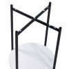 2-layer End Table with Tempered Glass and Marble Tabletop;  Round Coffee Table with  Metal Frame for Bedroom Living Room Office - White+Black+ Marble