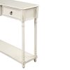 Console Table Sofa Table with Drawers for Entryway with Projecting Drawers and Long Shelf - Antique White