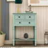 Narrow Console Table, Slim Sofa Table with Three Storage Drawers and Bottom Shelf for Living Room, Easy Assembly  - Antique Blue