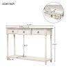 Console Table Sofa Table with Drawers for Entryway with Projecting Drawers and Long Shelf - Antique White
