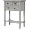 Narrow Console Table, Slim Sofa Table with Three Storage Drawers and Bottom Shelf for Living Room, Easy Assembly  - Gray Wash
