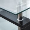 Artisan Center Coffee Table, Tempered Glass Top Stainless Steel Legs for Living Room, 37"Lx22"Dx16"H - Black