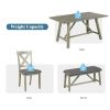 6 Piece Dining Table Set Wood Dining Table and chair Kitchen Table Set with Table;  Bench and 4 Chairs;  Rustic Style; White+Gray - Gray