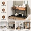 2 Drawers Console Table with Metal Frame for Living Room - Rustic Brown
