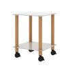 1-Piece Side Table ;  2-Tier Space End Table ; Modern Night Stand;  Sofa table;  Side Table with Storage Shelve - White+Oak