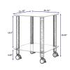 1-Piece Side Table ;  2-Tier Space End Table ; Modern Night Stand;  Sofa table;  Side Table with Storage Shelve - White+Black