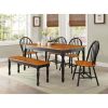 Kitchen Farmhouse Solid Wood Dining Bench - Oak and Black
