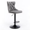 Modern Upholstered Bar Stools with Backs Comfortable Tufted for Home Pub and Kitchen Island(Gray; Set of 2) - Gray - Gray