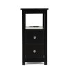 Transitional Nightstand with USB Charging Station, Wooden End Table Bedside Table, 2-Drawer Home&Kitchen Storage Cabinet - black