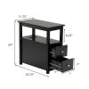 Transitional Nightstand with USB Charging Station, Wooden End Table Bedside Table, 2-Drawer Home&Kitchen Storage Cabinet - black