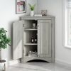 Triangle Bathroom Storage Cabinet with Adjustable Shelves, Freestanding Floor Cabinet for Home Kitchen - Oak