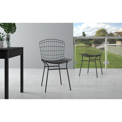 Manhattan Comfort Madeline Chair with Seat Cushion in Black