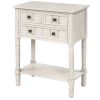 Narrow Console Table, Slim Sofa Table with Three Storage Drawers and Bottom Shelf for Living Room, Easy Assembly  - Ivory