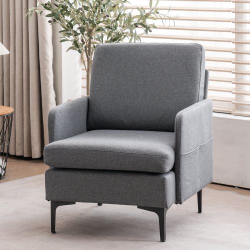 FCH Lounge Chair, Comfy Single Sofa Accent Chair for Bedroom Living Room Guestroom, Dark Grey FCH Lounge Chair, Comfy Single Sofa Accent Chair for Bedroom Living Room Guestroom, Dark Grey