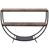 Rustic Industrial Design Demilune Shape Textured Metal Distressed Wood Console Table - Distressed Brown