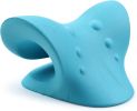 Neck and Shoulder Relaxer;  Cervical Traction Device for TMJ Pain Relief and Cervical Spine Alignment;  Chiropractic Pillow Neck Stretcher(Blue) - blu