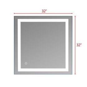 4 Size Bathroom LED Vanity Mirror Wall Mounted Makeup Mirror with Light (Horizontal/Vertiacl) (size: 32 x 32 Inch)