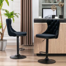 A&A Furniture,Swivel Velvet Barstools Adjusatble Seat Height from 25-33 Inch,17.7 inch base (Color: as Pic)